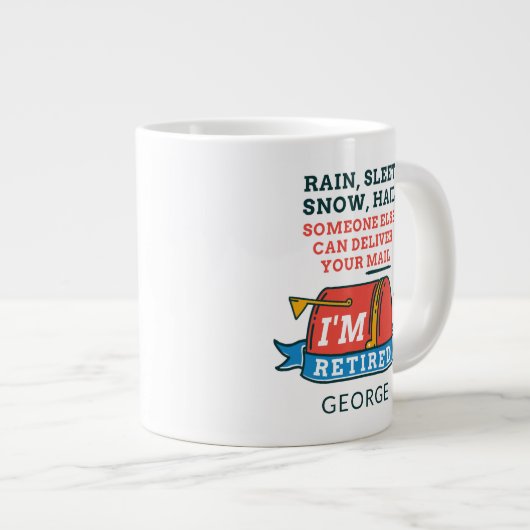 Remüde Postarbeiter Custom Mailman Retirement Jumbo-Tasse (Vorderseite Rechts)