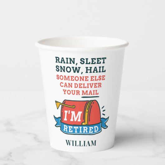 Remüde Postarbeiter Custom Mailman Retirement Pappbecher (Vorderseite)