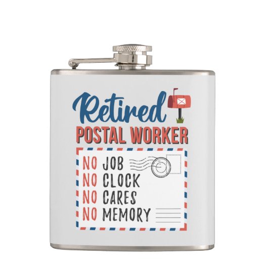 Remüde Postarbeiter Mailman Retirement Flachmann (Vorderseite)