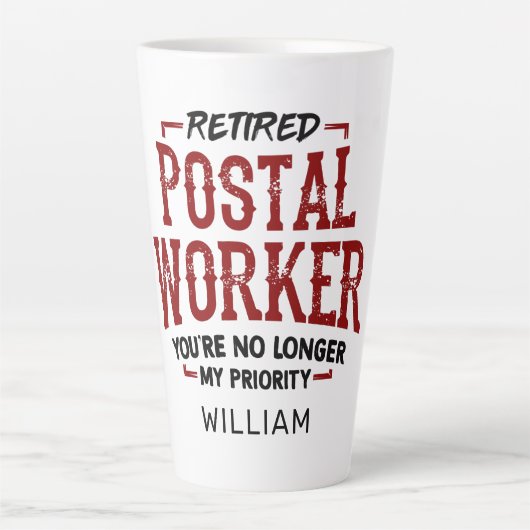 Remüde Postarbeiter Mailman Retirement Funny Milchtasse (Vorderseite)