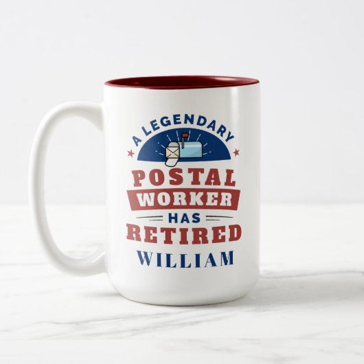 Remüde Postarbeiter Mailman Retirement Funny Zweifarbige Tasse (Links)