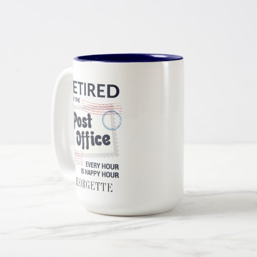 Remüde Postarbeiter Mailman Retirement Gag Zweifarbige Tasse (Vorderseite Links)