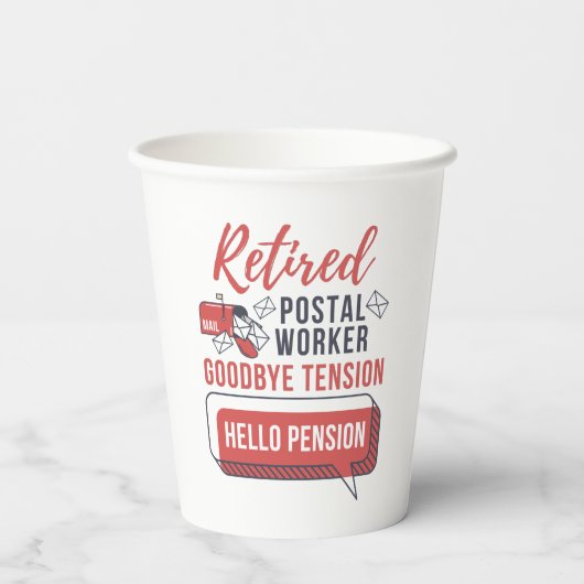 Remüde Postarbeiter Mailman Retirement Pappbecher (Rückseite)