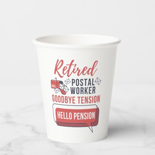 Remüde Postarbeiter Mailman Retirement Pappbecher (Vorderseite)