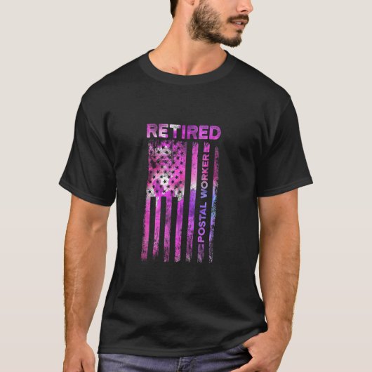 Remüde Postarbeiter US Flags Mailman Retirement T-Shirt (Vorderseite)