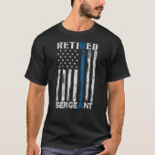 Remüde Sergeant Police Geschenk Thin Blue Line Ame T-Shirt (Vorderseite)