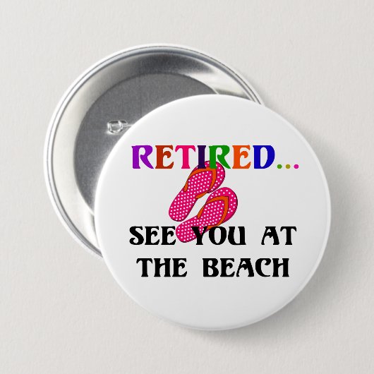 Remüde - Wir sehen uns am Strand, rosa Flip Flops Button (Vorne & Hinten)