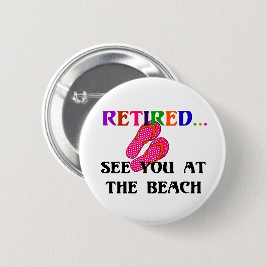 Remüde - Wir sehen uns am Strand, rosa Flip Flops Button (Vorne & Hinten)