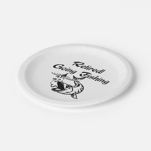 Remüde wird Schwarzen Text fischen Pappteller (Schrägansicht)