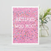 Remüde Woo Hoo Pink Wassercolor Confetti Party Einladung (Stehend Vorderseite)