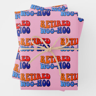 Remüde Woo Hoo Vintag Groovy Text Pink Geschenkpapier Set