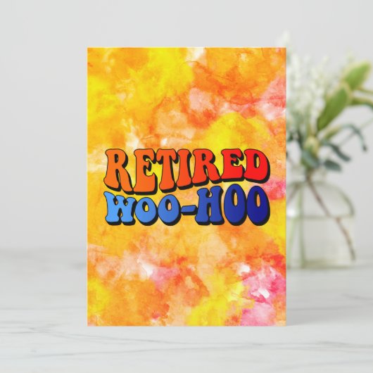 Remüde Woo Hoo Watercolor Groovy Text Einladung (Stehend Vorderseite)