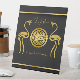 Remüde zertifizierte Flamingo Collector Black Gold Sockelschild