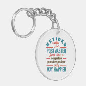 Remüder Postmaster Funny Retirement Happier Schlüsselanhänger (Vorderseite links)