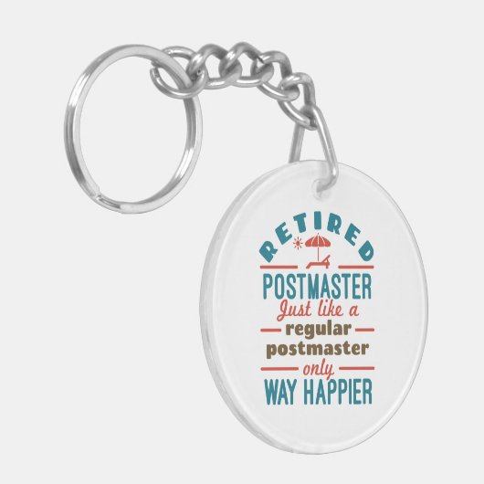 Remüder Postmaster Funny Retirement Happier Schlüsselanhänger (Vorderseite links)