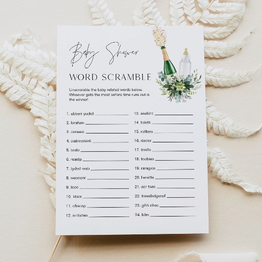 REMY Baby Word Scramble Baby Shower Game Card Einladung