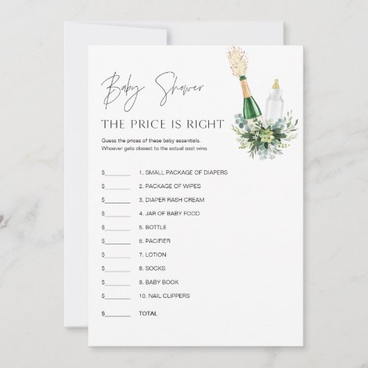 REMY Guess the Price Baby Shower Game Card Einladung (Vorderseite)