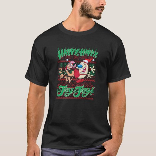 Ren and Stimpy Christmas Happy Joy Ugly Sweater Sw T-Shirt (Vorderseite)