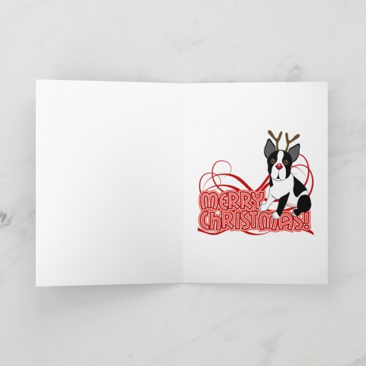 Ren Bostons Terrier Feiertagskarte (Innenseite)