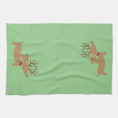 Ren-Dackel-Weihnachtsgrün-Geschirrtuch Handtuch (Horizontal)
