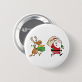 Ren, das mit Sankt liefert Geschenke läuft Button (Vorne & Hinten)
