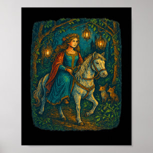 Ren Faire Mittelalterliche Lady Reitsport in Encha Poster