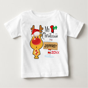 Ren-Gewohnheit des Babys erste Weihnachts Baby T-shirt