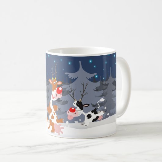 Ren in der Schnee-Tasse Kaffeetasse (VorderseiteRechts)