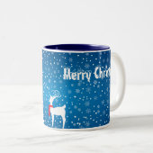 Ren in der Schnee-WeihnachtsTasse Zweifarbige Tasse (VorderseiteRechts)