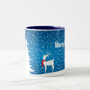 Ren in der Schnee-WeihnachtsTasse Zweifarbige Tasse