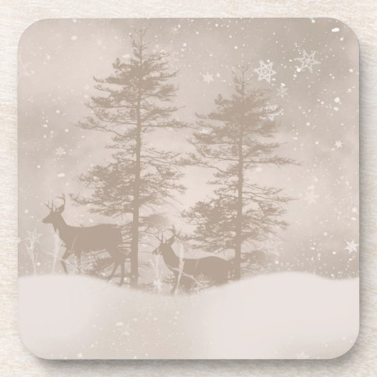 Ren in der Waldschnee-Landschaft Getränkeuntersetzer (Vorderseite)