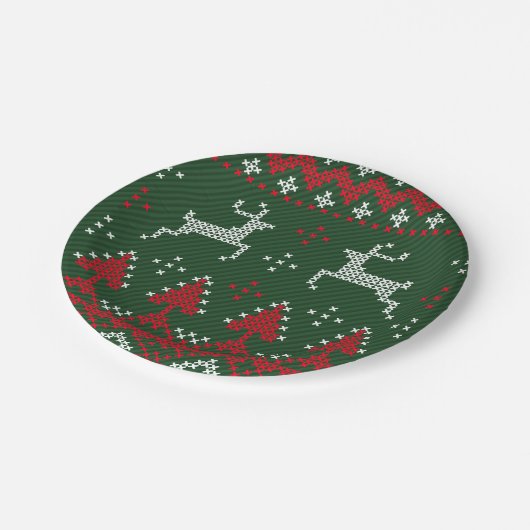 Ren-lustiges Weihnachtshässlicher Pappteller (Schrägansicht)