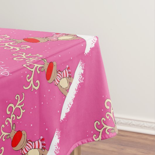 Ren-rosa Weihnachtspersonalisierter Familienname Tischdecke (Beispiel)