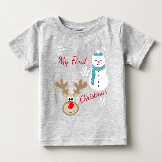 Ren Rudolph, Schneemann-Baby-1. Weihnachten Baby T-shirt (Vorderseite)