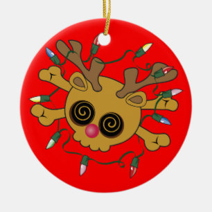 Ren-Schädel Keramik Ornament