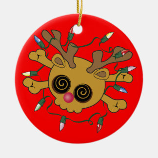 Ren-Schädel Keramik Ornament