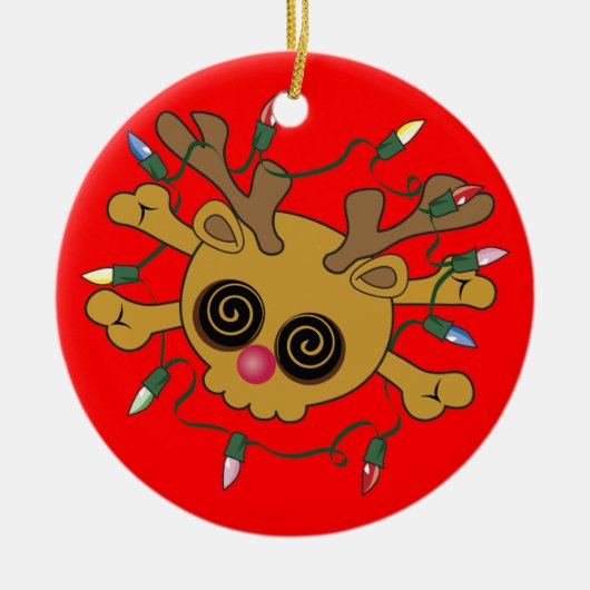 Ren-Schädel Keramik Ornament (Vorne)