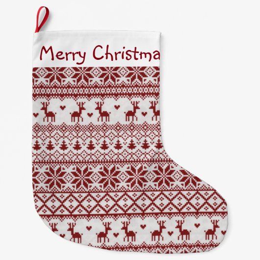 Ren, Schneeflocken und Weihnachtsbäume Großer Weihnachtsstrumpf (Vorderseite)