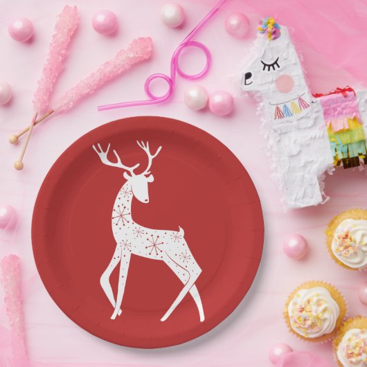 Ren-u. Schneeflocke-Ren-Überfahrt-Weihnachten Pappteller (Party)