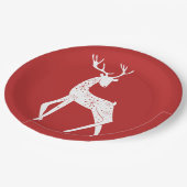 Ren-u. Schneeflocke-Ren-Überfahrt-Weihnachten Pappteller (Schrägansicht)