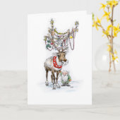 Ren-und Elf-Weihnachtskarte Karte (Gelbe Blume)