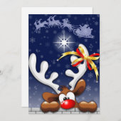 Ren verwirrter lustiger Weihnachtscharakter Feiertagskarte (Vorne/Hinten)