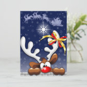 Ren verwirrter lustiger Weihnachtscharakter Feiertagskarte (Stehend Vorderseite)