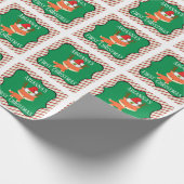 Ren-Weihnachtsmannmütze-erstes Weihnachten Fox Geschenkpapier (Ecke)