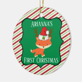 Ren-Weihnachtsmannmütze-erstes Weihnachten Fox Keramikornament (Links)