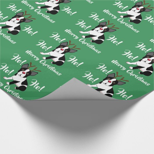 Ren-WeihnachtsPackpapier Bostons Terrier Geschenkpapier (Ecke)