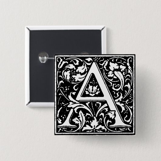 Renaissance Alphabet Letter A - Button (Vorne & Hinten)
