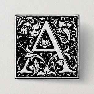 Renaissance Alphabet Letter A - Button