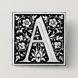 Renaissance Alphabet Letter A - Button