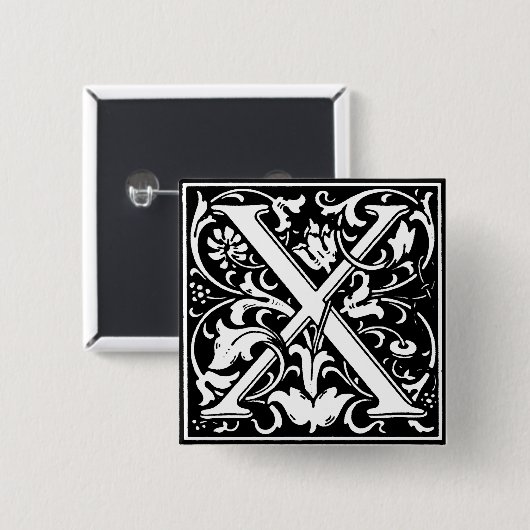 Renaissance Alphabet Letter X - Button (Vorne & Hinten)